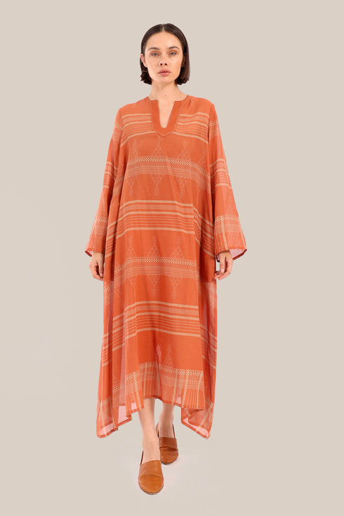 Long jellabiya dress in printed voile
